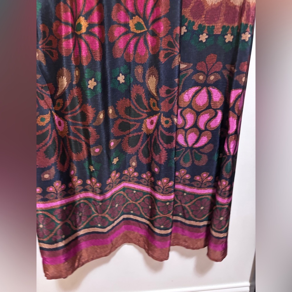 NWT STUNNING Farm Rio x Anthropologie Dress side zipper pockets crochet trim - Picture 13 of 16